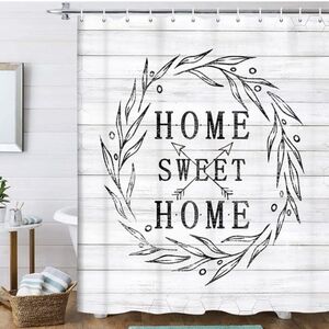 Home Sweet Home Shower Curtain - White and Black